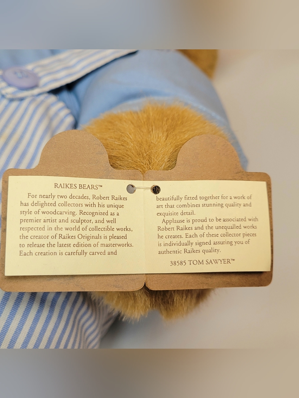 Raikes Bears 1992 Collectible Tom Sawyer Fishing Bear Vintage Brown 18" - Picture 14 of 16